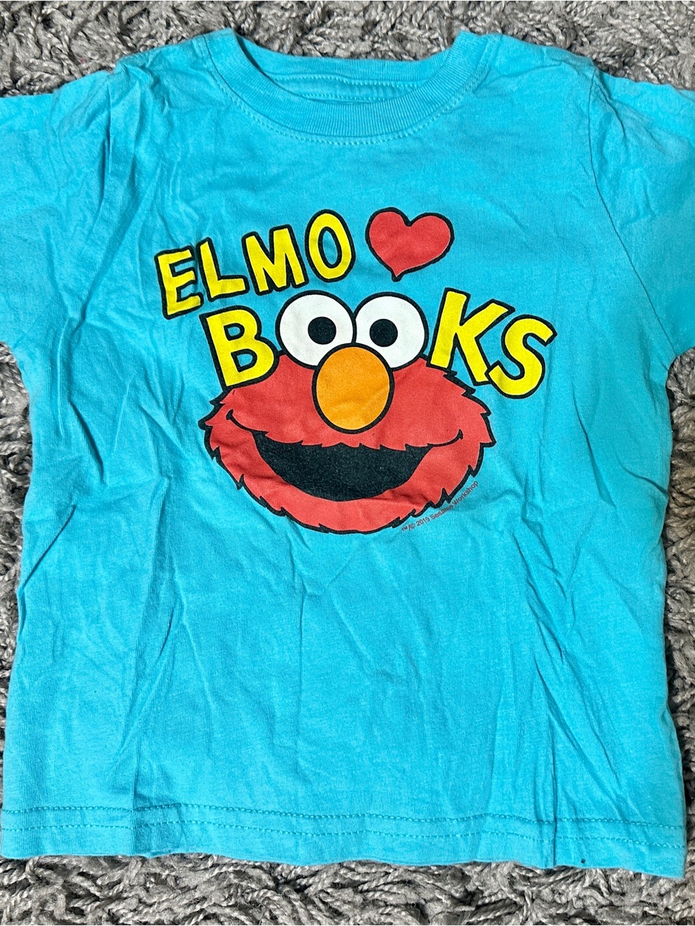 Elmo Loves Books Kids Tee - Turquoise with Red Elmo
